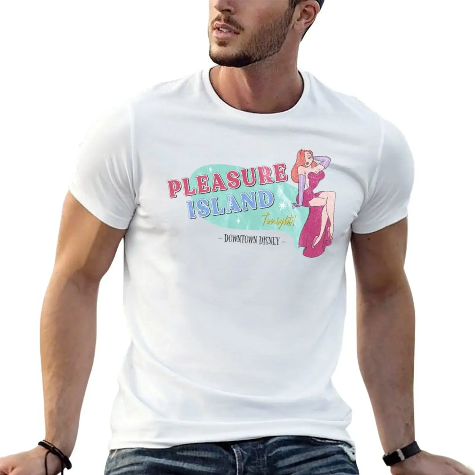 Pleasure Island - Jessica Rabbit (Distressed) T-Shirt graphic tee shirt blue archive outfits for men