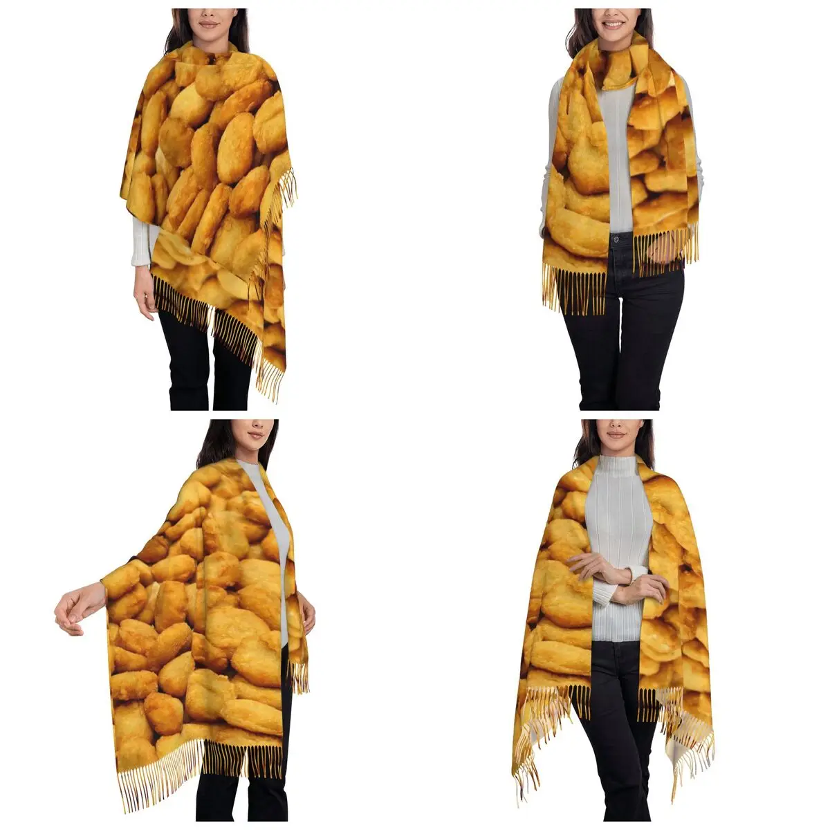 Esto es mi disfraz humano soy realmente una bufanda de pepita de pollo, bufandas con borlas, chales y chales para mujer, chal largo para Otoño e Invierno