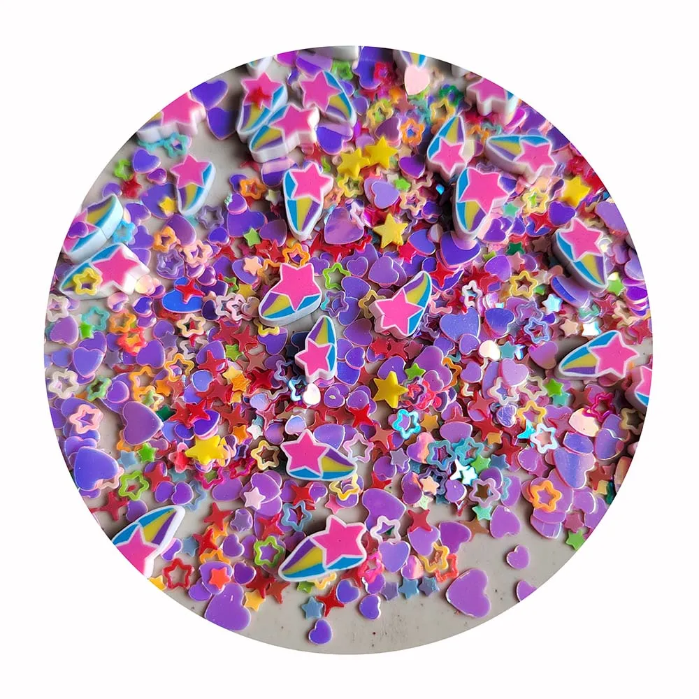 Rainbow Shooting Star Mixed Star Heart Sequins Slices Polymer Clay Sprinkles for Slime Crafts DIY Cute Plastic Klei Accessories