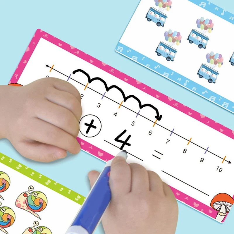 1 conjunto de jogo de subtração de adição 0-20, cartões de linha de número de apagamento a seco, gráfico de números, jogo de matemática para crianças, casa, escola, aprendizagem educacional