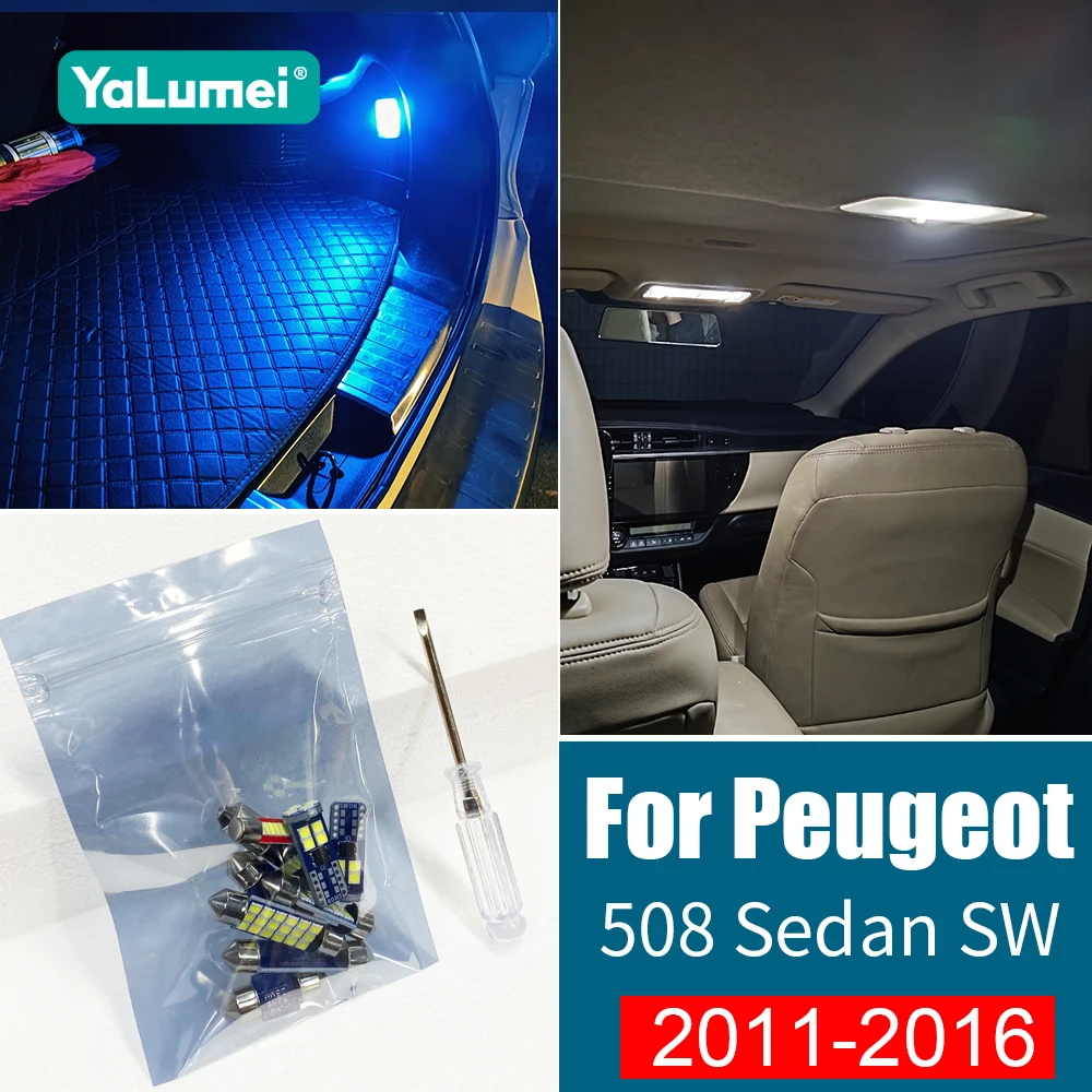

For Peugeot 508 Sedan SW 2011 2012 2013 2014 2015 2016 12PCS Car LED Interior Reading Lamps Glove box Trunk Lights Accessories
