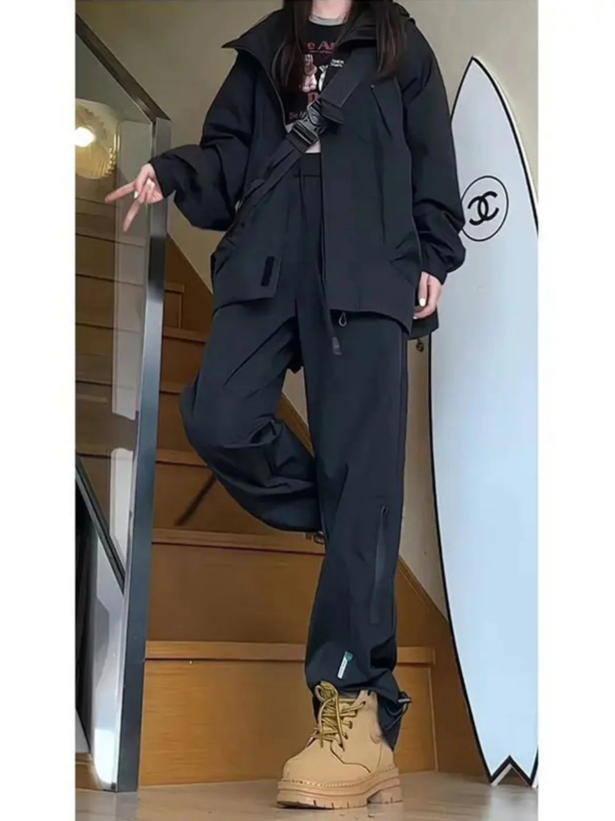 

Boots Thiened Fce Winter Outdoor Climbing Pants American Casual Sle Waterproof Windproof Straight Leg Trousers