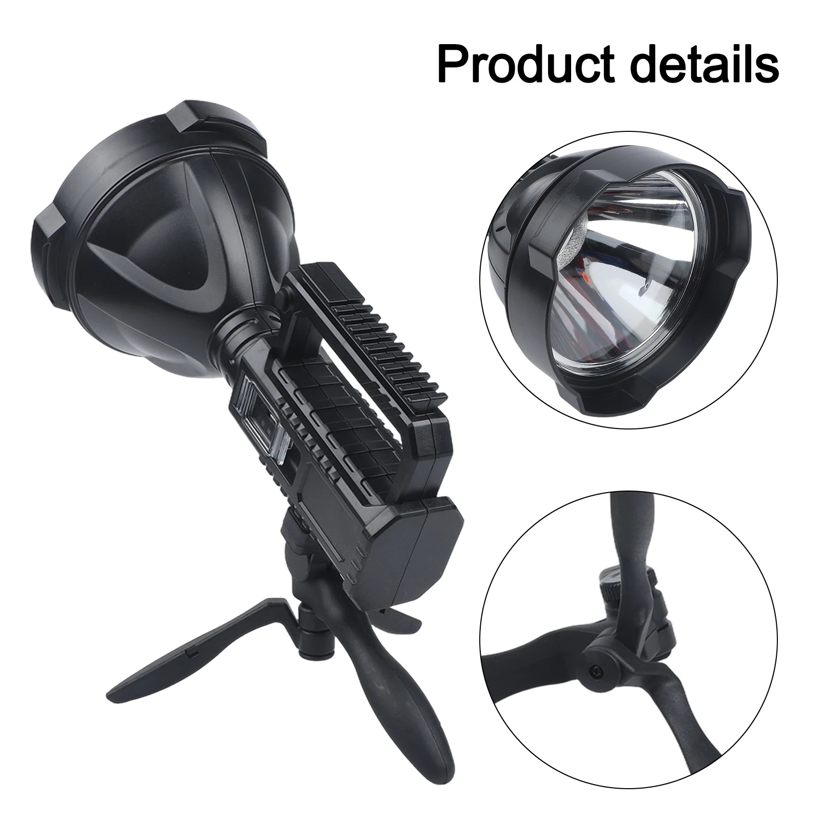 200 000 Lumens Long Range LED Flashlight with Rechargeable Battery and Triangular Stand for Hiking Camping and Fishing