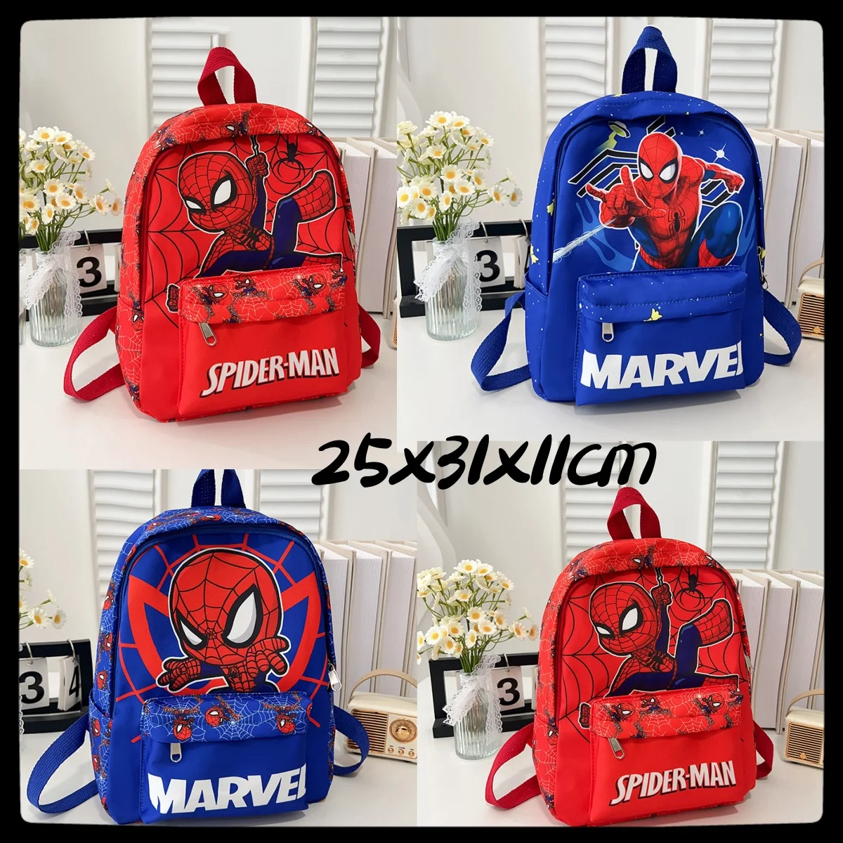 Mochila Infantil de Anime Spider-Man de 25x31x11cm, Linda Mochila de Anime, Mochila de Anime para Jardín de Niños, Regalo de Cumpleaños