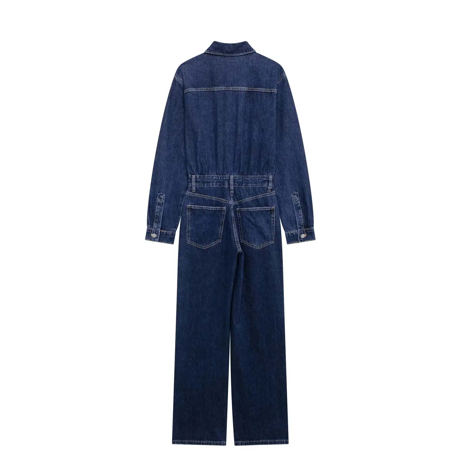 Tangada 2024 Fashion Women Denim Jumpsuit Pocket Long Sleeve Female Elegant Jumpsuit 3H860