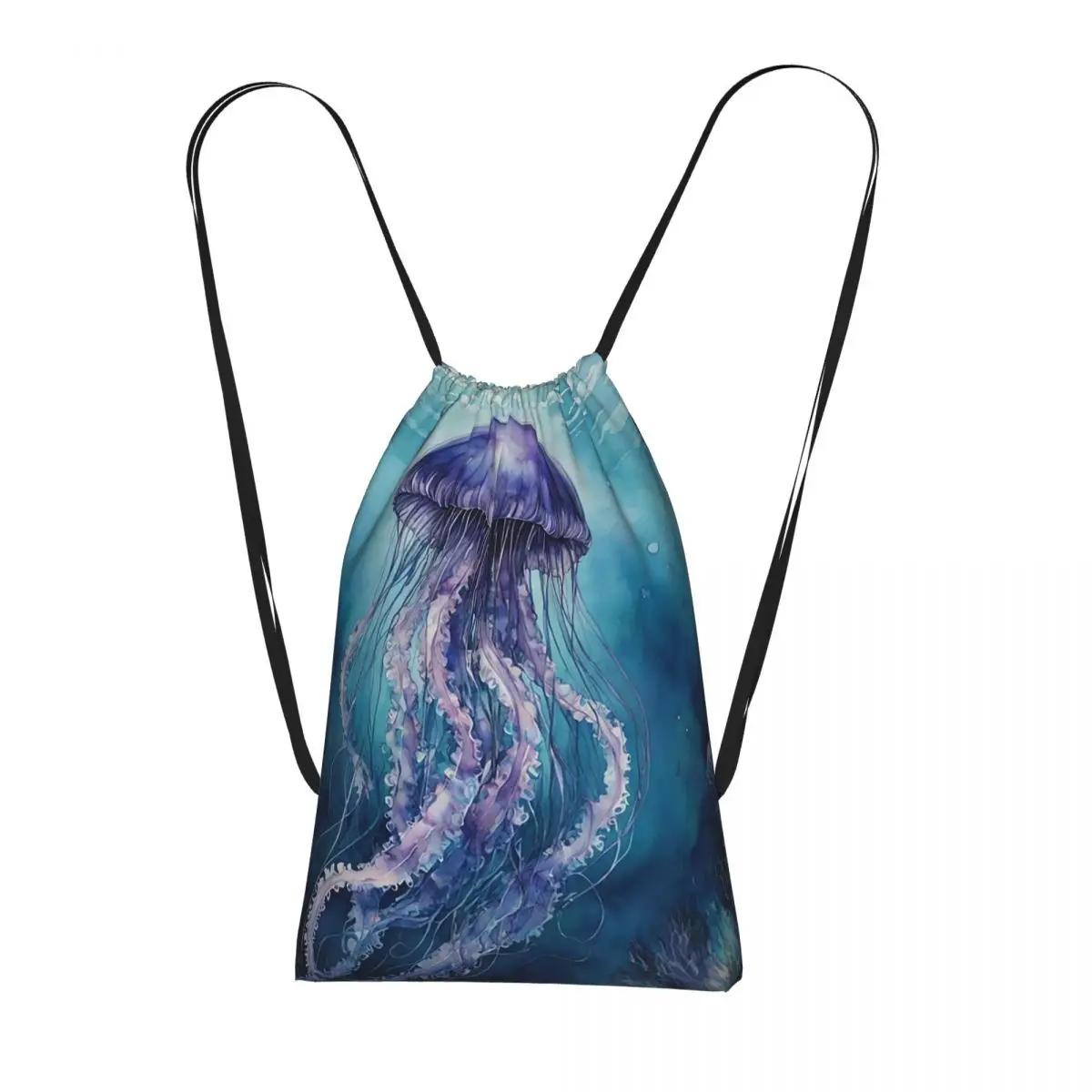 

Jellyfish Underwater Watercolor Art Backpacks Casual Drawstring Bags Storage Bag Book Bags for Man Woman School
