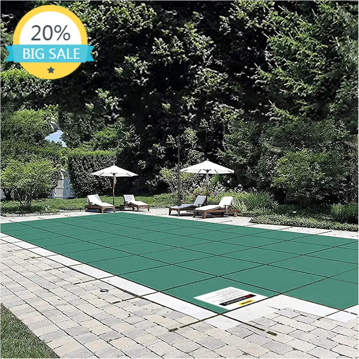 

BestsellerGood Inground Pool Safety Cover 18' x 36' Rectangle with 4x8ft Center End Step, Safety Pool Covers Green Mesh, 15-Year