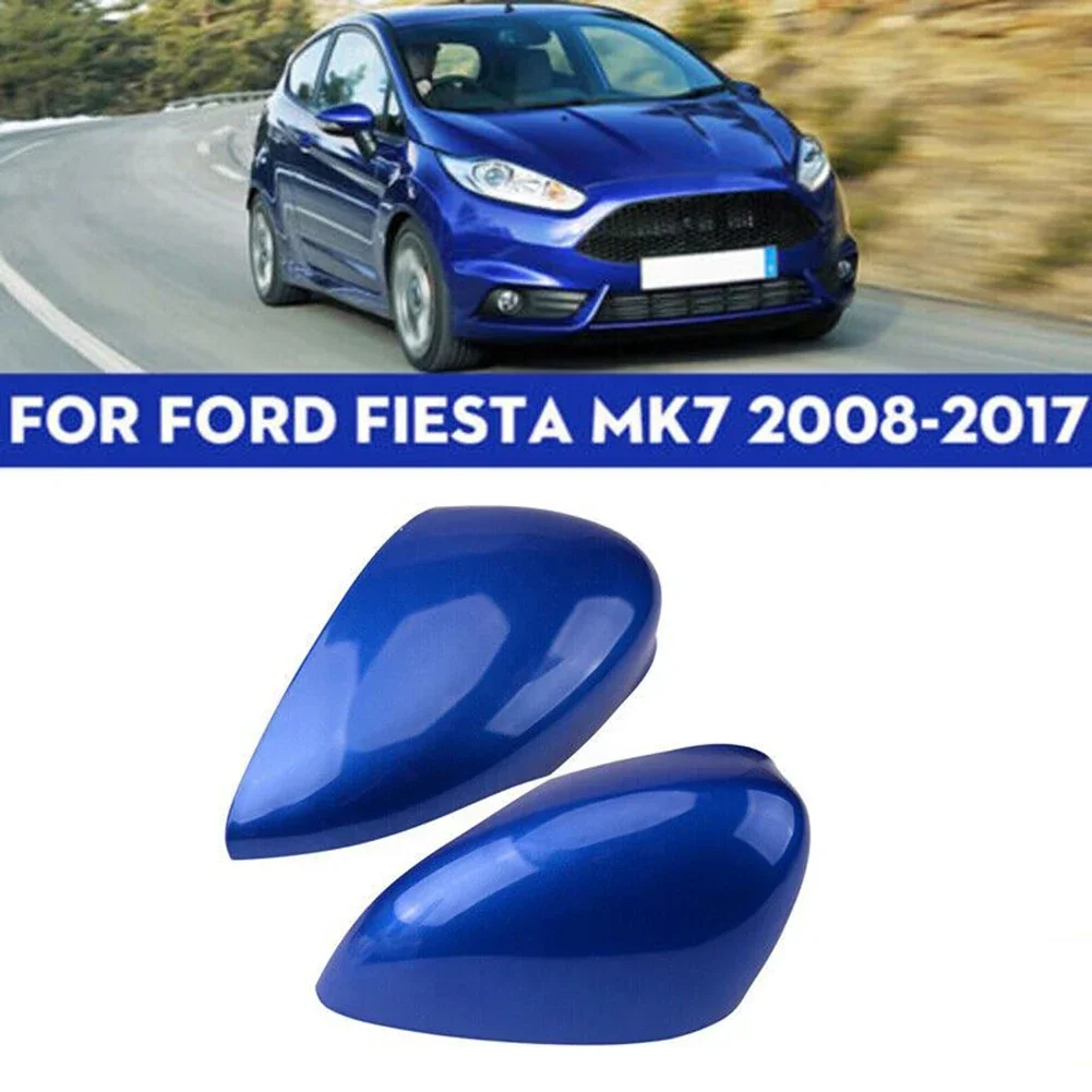 2P Plastic Dark Blue Car Side Wing View Mirror Cap Cover For Ford Fiesta MK7 2008-2017 Practical Accessories For Vehicles