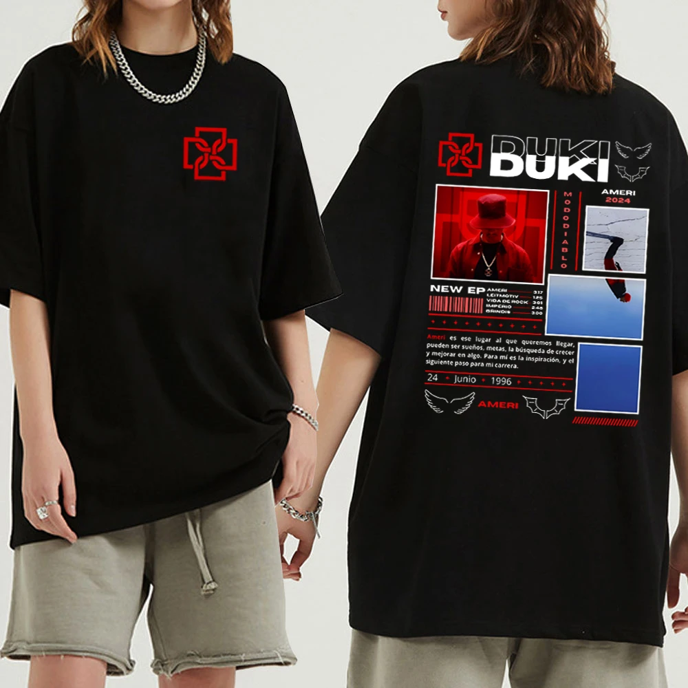 

Футболка с альбомом Duki Rapper, мужская и женская футболка Duki Merch, подарочные топы для фанатов, летняя повседневная рубашка в стиле Харадзюку с круглым вырезом