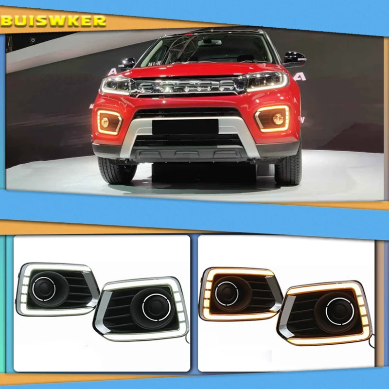 

2PCS DRL Fog lamp with yellow Turn Signal For Suzuki Vitara 2020 Car LED Daytime Running Light