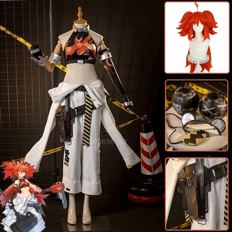 

Zenless Zone Zero Koleda Belobog Косплей Костюм Парик Heavy Industries Униформа Оранжевые волосы Маска для глаз Головной убор Перчатки Наряд Женский