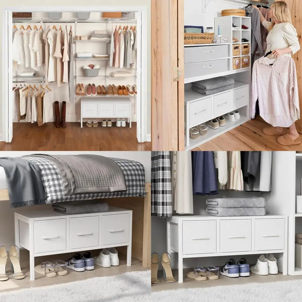 

Compact White 3-Drawer Fabric Storage Unit for Closets and Dorm Rooms