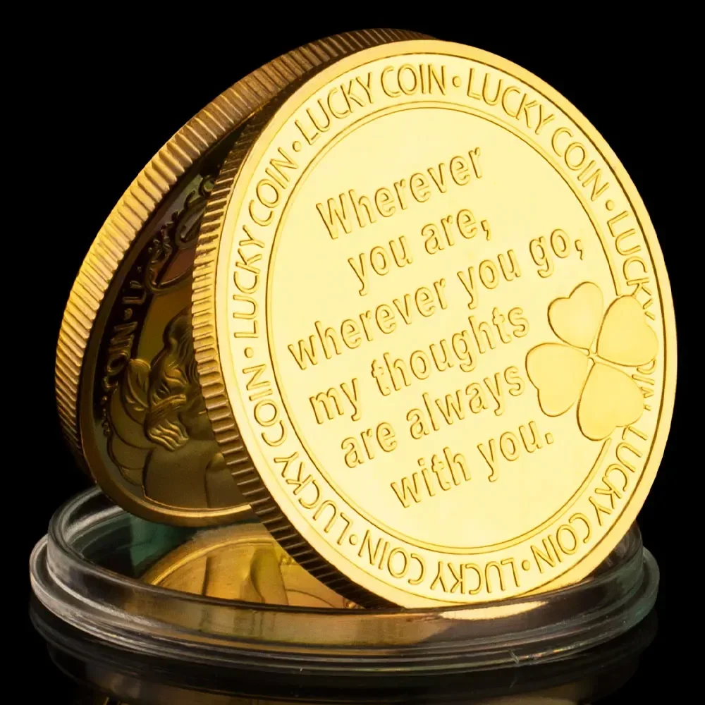 عملات معدنية قابلة للجمع من Thinking of You مطلية بالذهب شكرًا على شكل عملة محظوظة هدية مهرجان ديكور المنزل