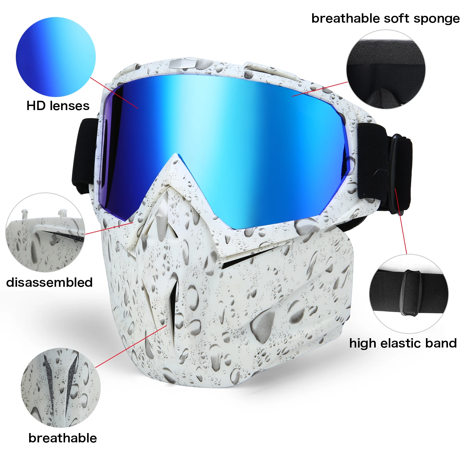 KUTOOK Skiing Snowboard Mask Winter Ski Glasses Face Mask Eyewear Snowmobile Goggles UV Protection Eyewear Windproof Snow Sports