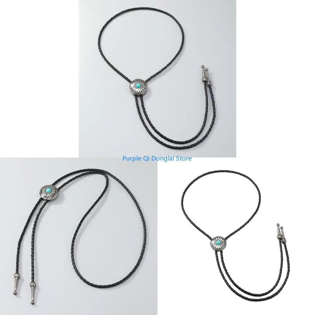 L21E Cowboy Tie Turquoise Bolo Tie Western Vintage Bolo Tie Natives American Bolo Tie for Men Cowboy Necktie Western Bolo