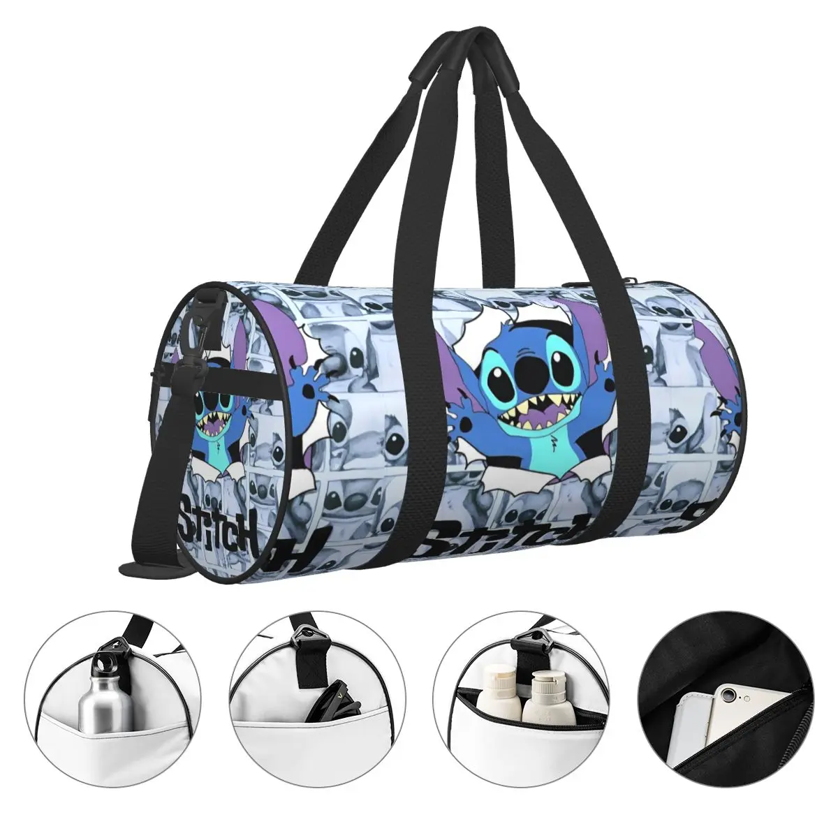 Aangepaste Stitch Angel Beach Tote Bag Dames Anime Groot compartiment Beach Gym Reistassen