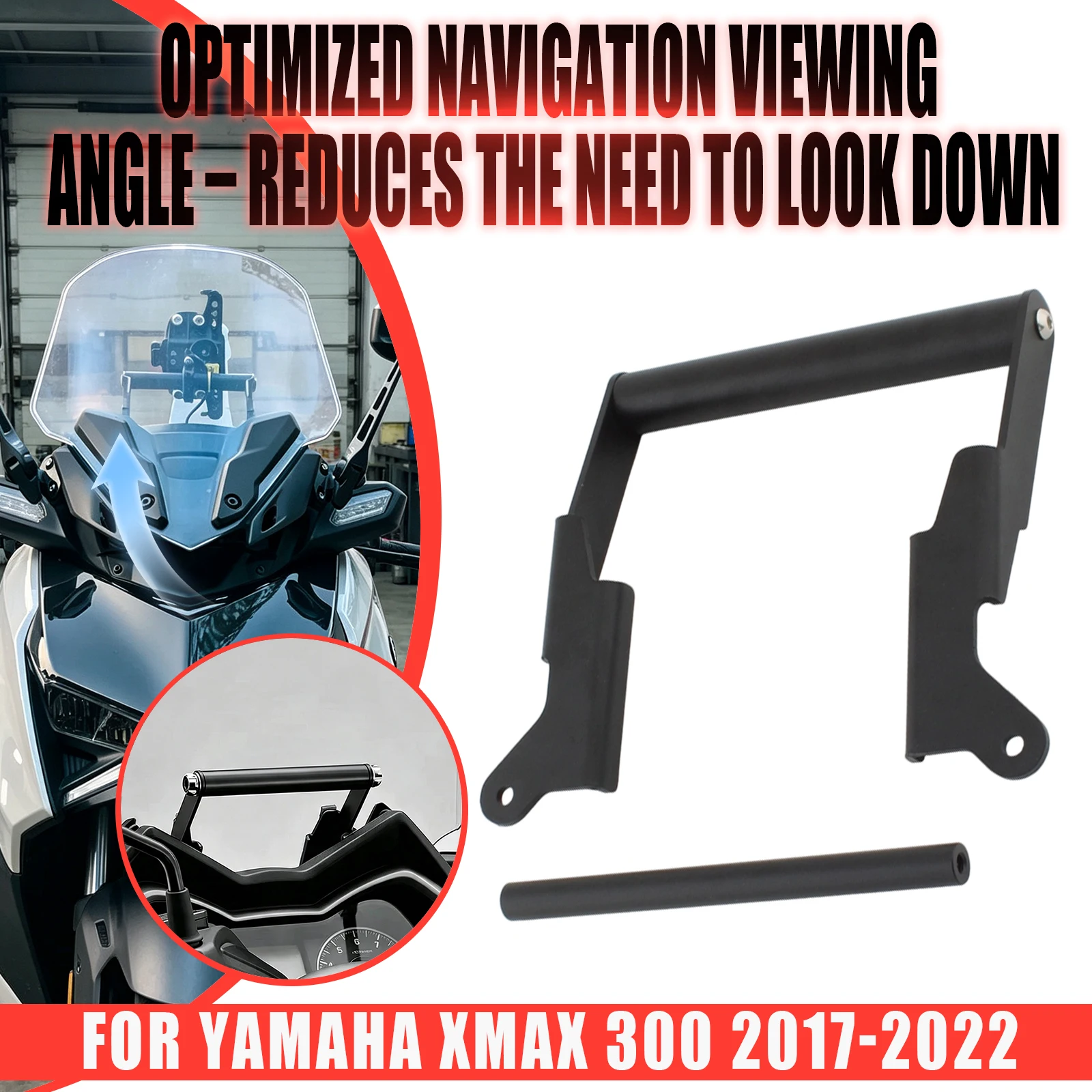 For Yamaha XMAX 300 XMAX300 2017-2025 Motorcycle Navigation Bracket Phone Mount GPS Stand Anti-Vibration Crossbar 12mm 22mm 2
