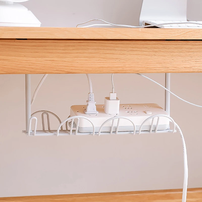 Desk Cable Management Tray Under Table Socket Hang Holder Power Strip Storage Rack Offices Living Room Home Tools