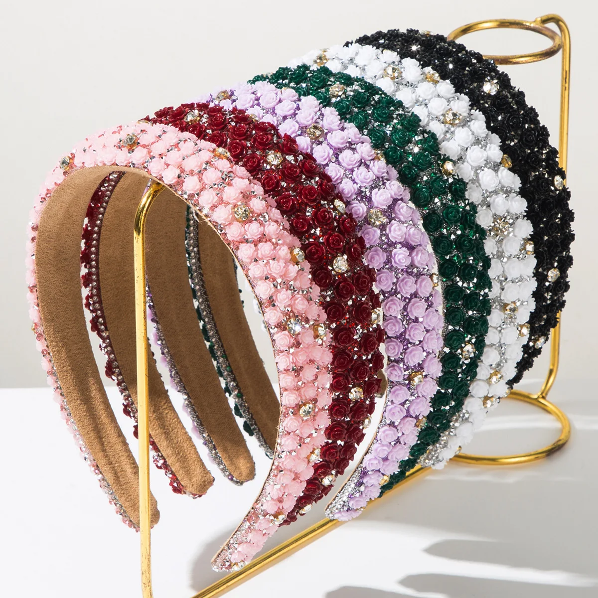 

New Retro Heavy Industry Diamond-encrusted Colorful Flower Headband Baroque High-end Luxury Banquet Ball Hair Accessories