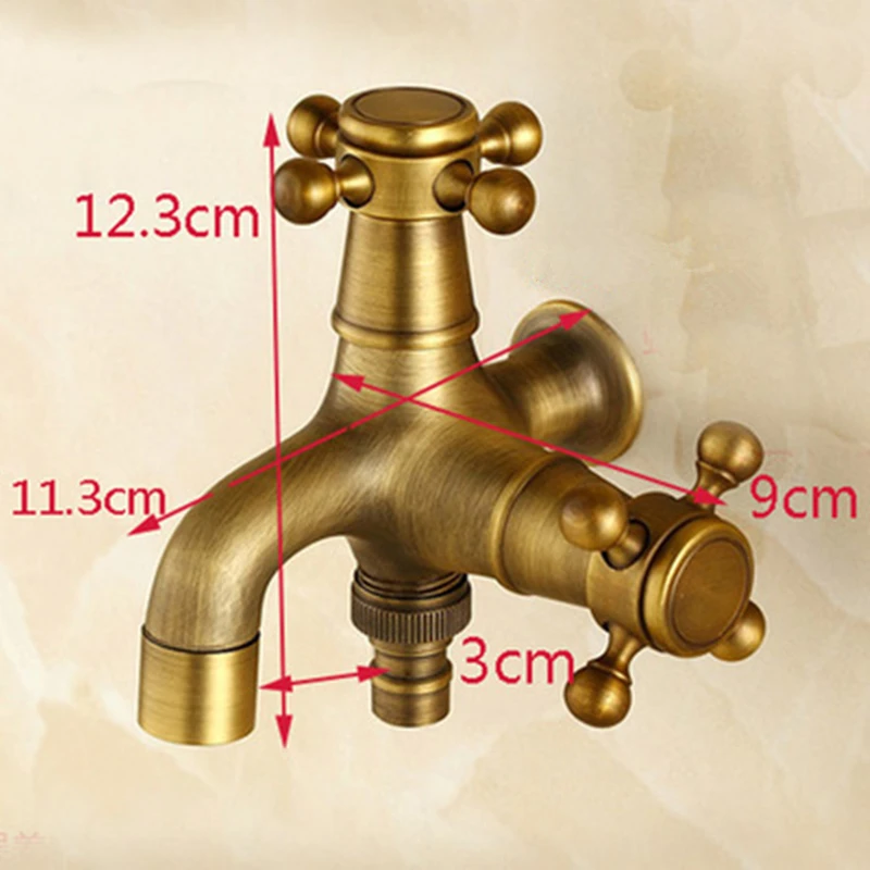 High Quality Total Brass  Brushed Double Using Washing Machine Faucet Bathroom Corner Faucet Tap Garden Outdoor Tap
