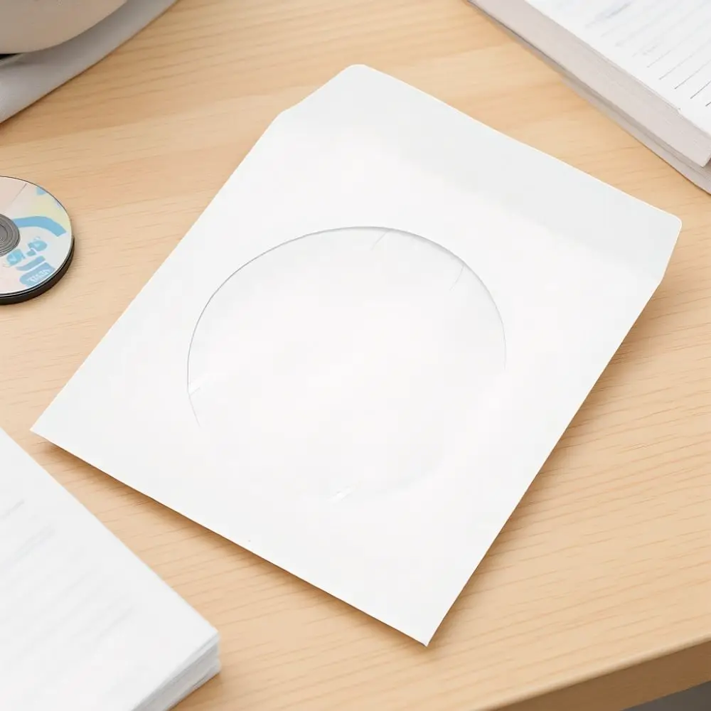 100PCS Practical Clear Window CD Sleeves Flap Design Reusable Disc Sleeves Envelopes 8cm Miniature Disc