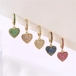 HECHENG,Hot Sale Fashion Silver Color Heart Hoop Earrings For Women Shining Cute Earrings Brincos Wedding Fine Jewelry