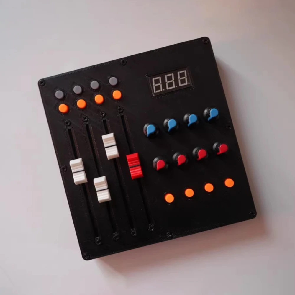 4 Faders 12 Pads 8 Knobs MIDI Controller with CC Value Display & USB-B Port