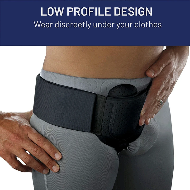 Man Hernia Belt Truss for Inguinal or Sports Hernia Support Brace Pain Relief Recovery Strap with 2 Removable Compression Pads