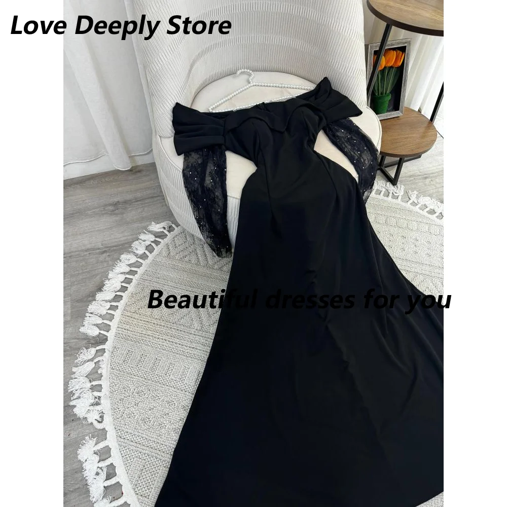 Vestidos de noche negros personalizados con hombros descubiertos, mangas de encaje, novedad en vestidos de fiesta de sirena a la moda para chica, vestidos de graduación para ocasiones especiales