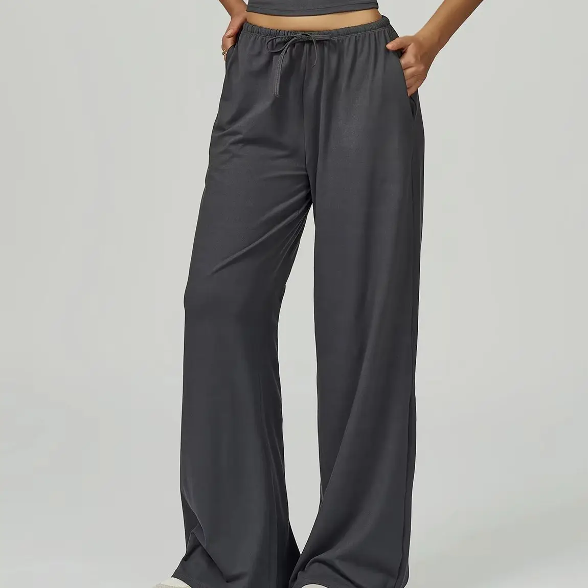 

Women High Waist Drawstring Pant Yoga Pants Hanging Straight Loose Casual Pants Women Sport Fitness Running Push Up Workout Pant