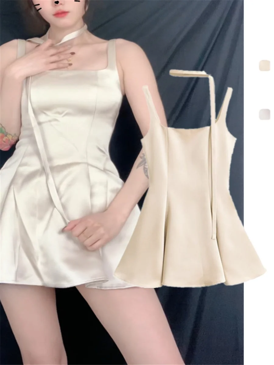 Hebe Sle Satin a-ligne ter Dr Vintage col carré minceur drapé conception ort jupe femme Premium Faion Dr