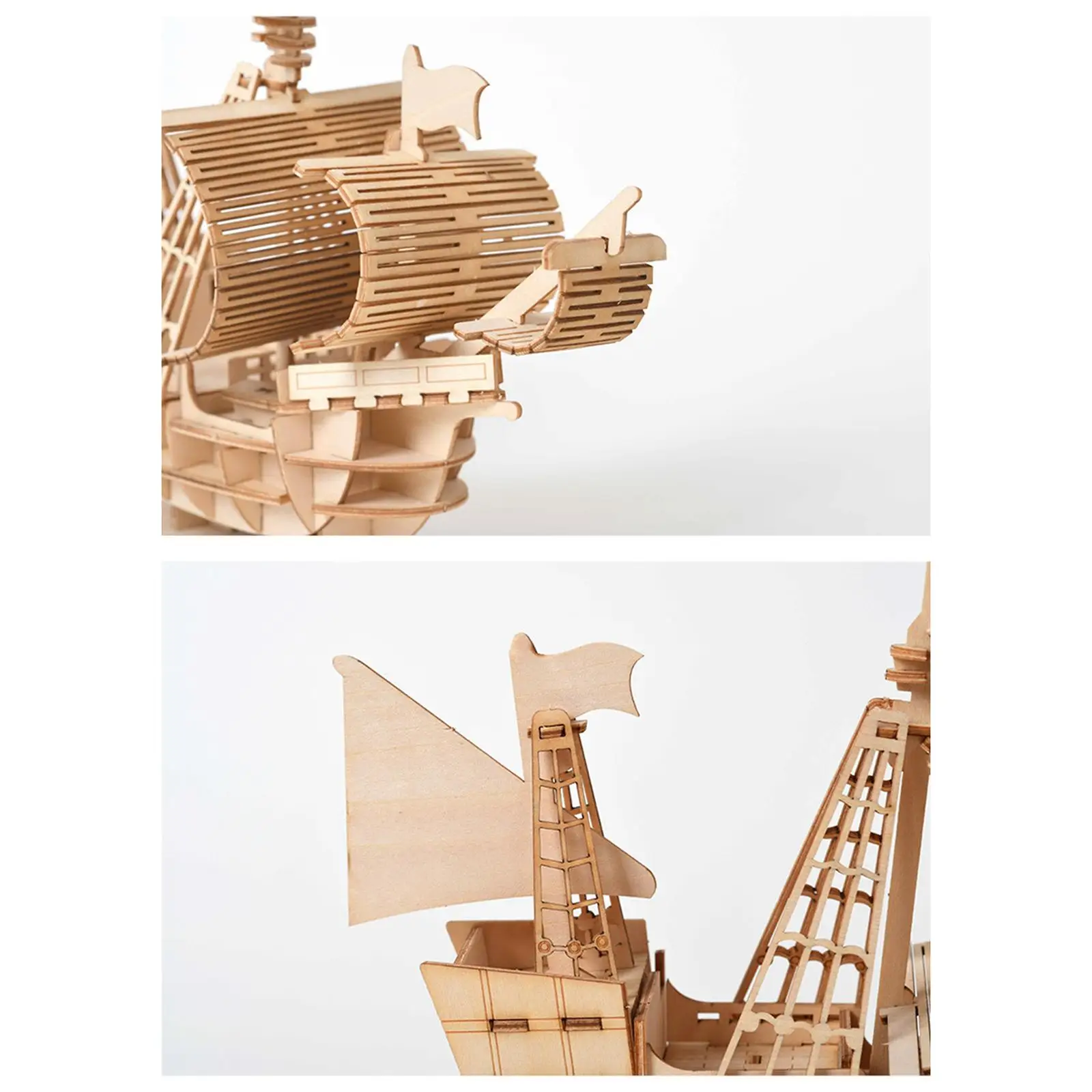 Puzzle Toy Wooden 3D Sailboat Puzzle Handcrafts Jigsaw Puzzle for Travel Study Living Room