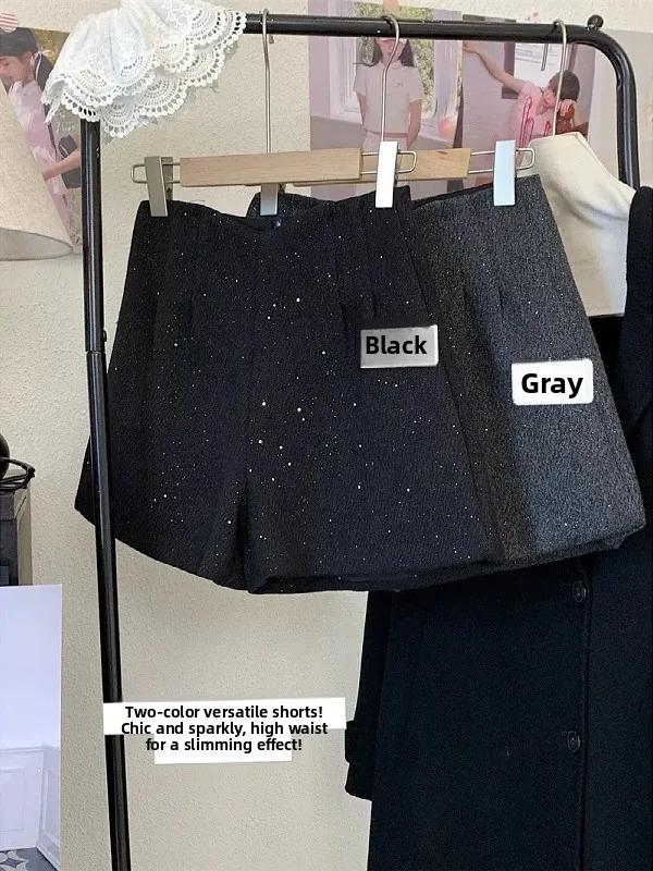 

Теплые шерстяные брюки с высокой талией, А-силуэт, широкие, блестящие, для женщин, зимние, модные, для повседневной носки