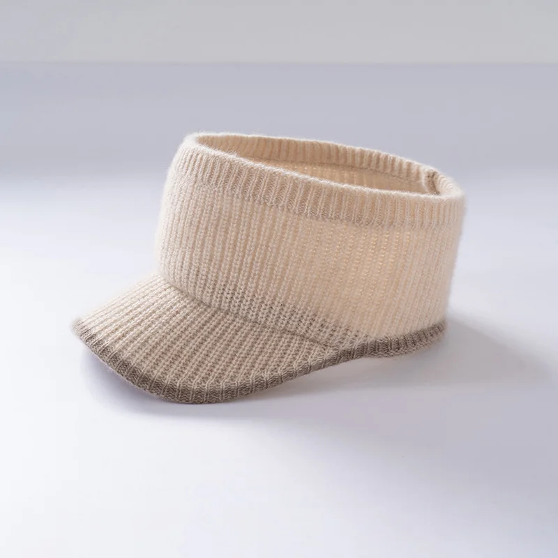 Czapka damska z dzianiny z kaszmiru 100%, modna i stylowa, jesienno-zimowa, damska czapka kaszmirowa w jednolitym kolorze, nowa.