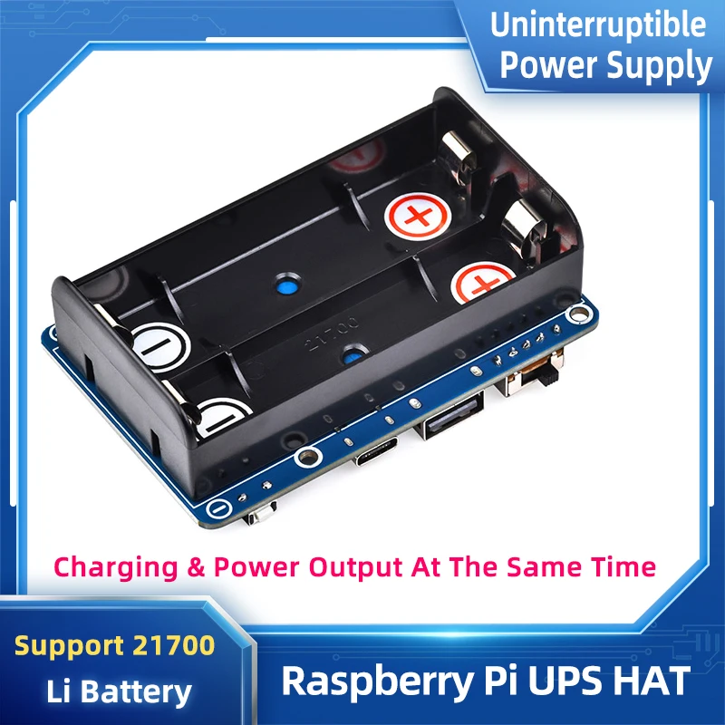 Raspberry Pi 5 4 3 UPS HAT Support 21700 Li Battery 5V Uninterruptible Power Supply Pogo Pins Connector Dynamic Path Management