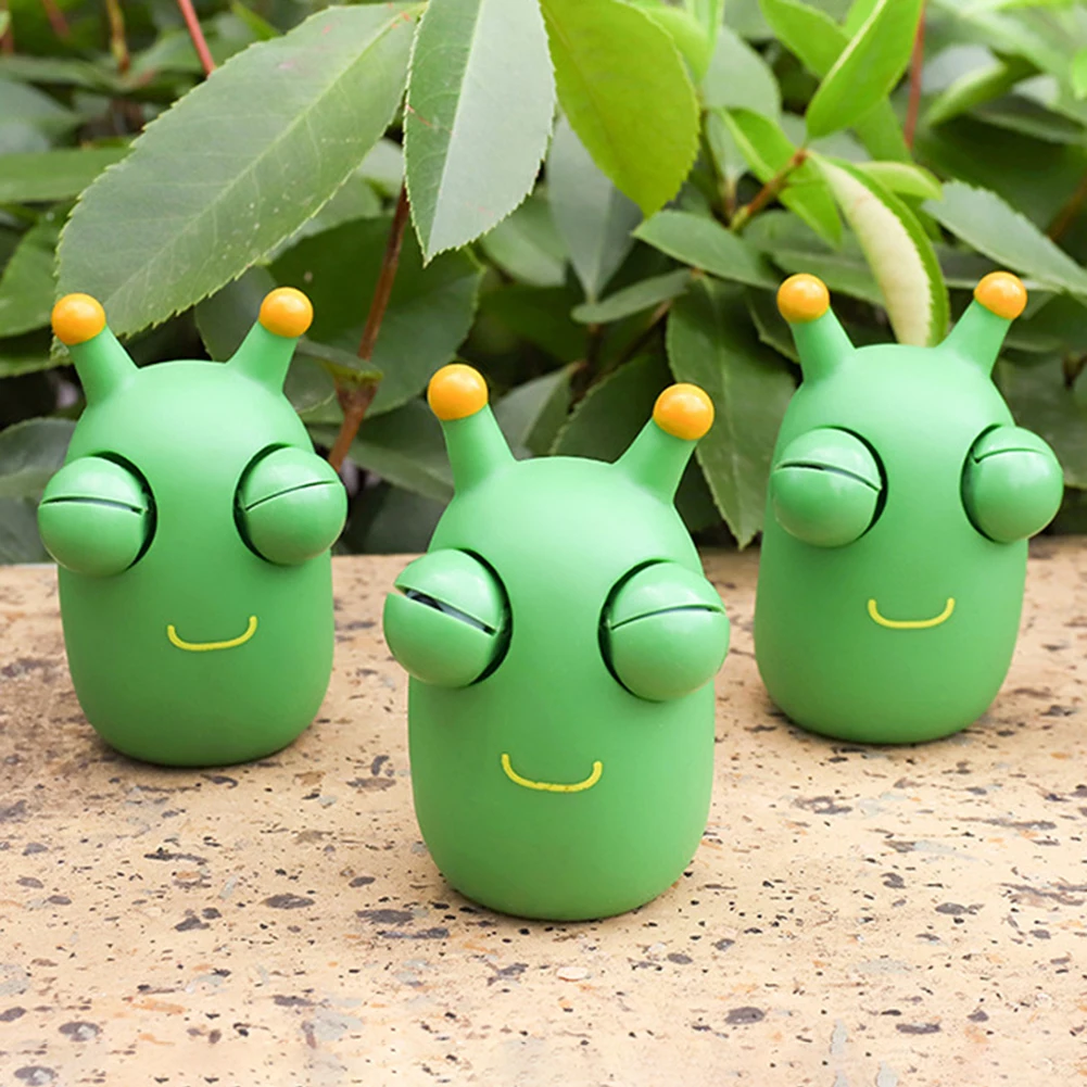 2PCS Green Worm Black Eyes Funny Kneading Toys Stress Reliever Toy Finger Exercise Toys Halloween Christmas Gifts for Children