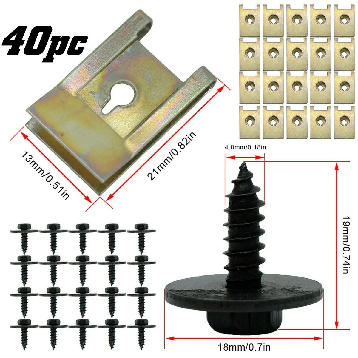 40PCS/Set U Nut Hex Screw Undertray Clips For BMW 1/3/5/6 Under Engine Shield Guard Clips Bolts Screws Auto Fastener Accessories