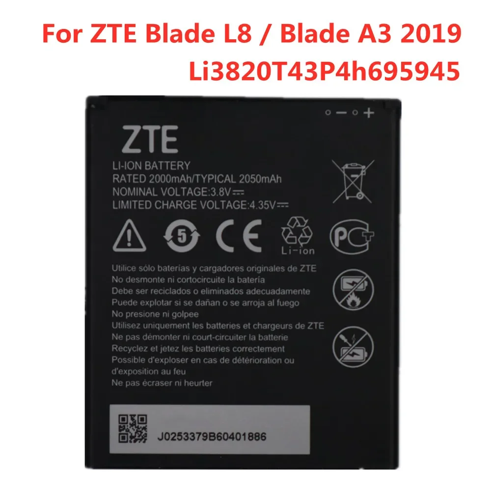 

Новый оригинальный аккумулятор 100% Li3820T43P4h695945 для ZTE Blade A3 2019 / Blade L8 2050 мАч аккумулятор быстрая доставка