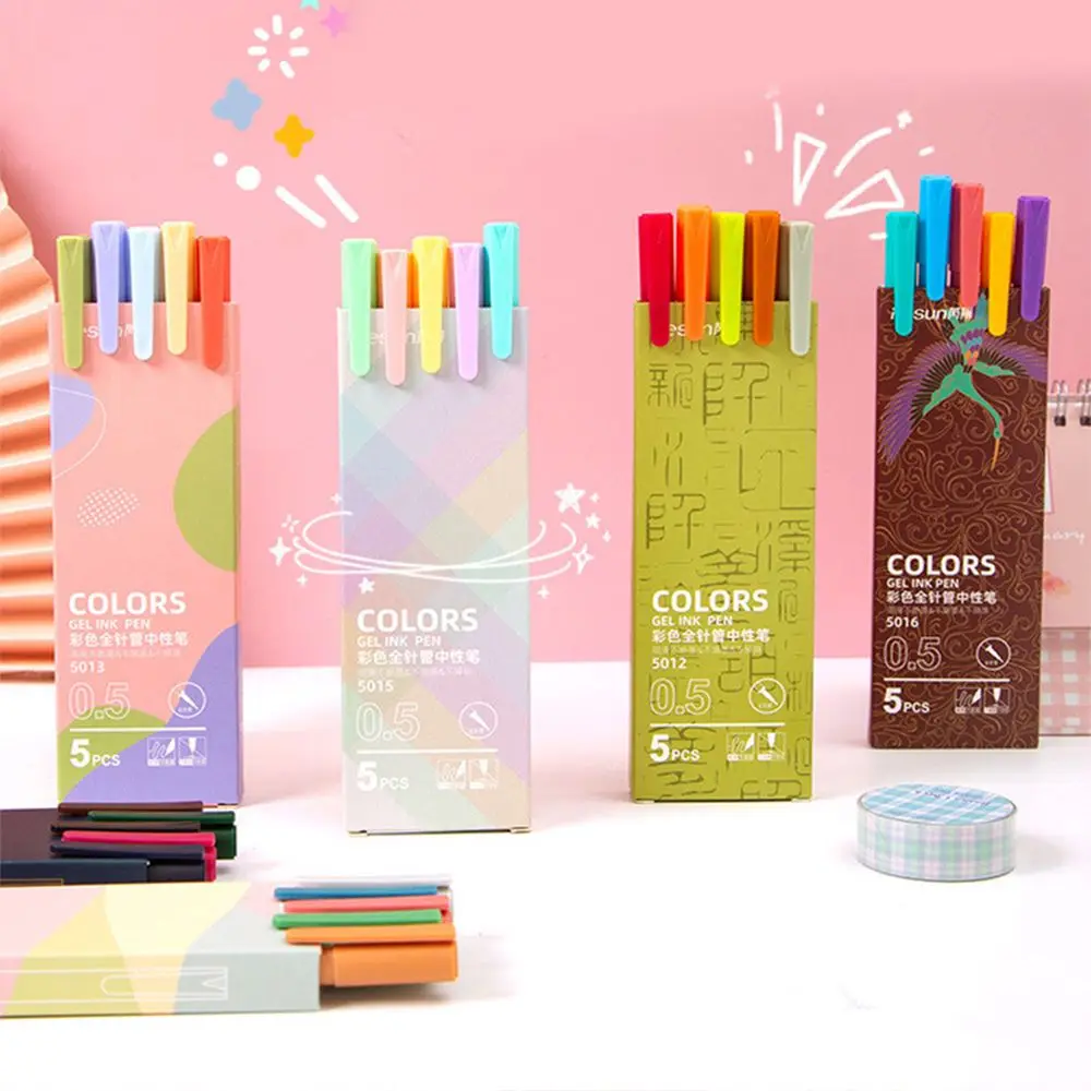 

0.5mm 5 Colors Stationary Office Supplies Student Gifts Signing Pen Writing Gel Pen Color pen Marker pen Set