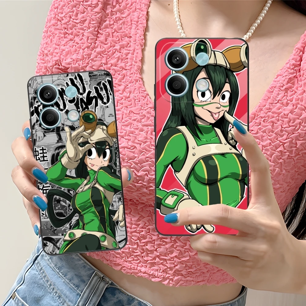 Hero Tsuyu Asui Froppy Cell Phone Case for Xiaomi Redmi 13 13C 12 12C 10 10C A1 A2 A3 Plus 5G Black Soft Phone Cover Shell