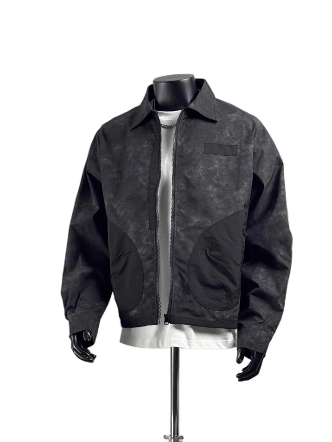 

Japanese Sle Tie Dye Jaet Men's Casual Color Blo Large ket Workwear Outerwear Autumn Faion Retro Leisure Coat