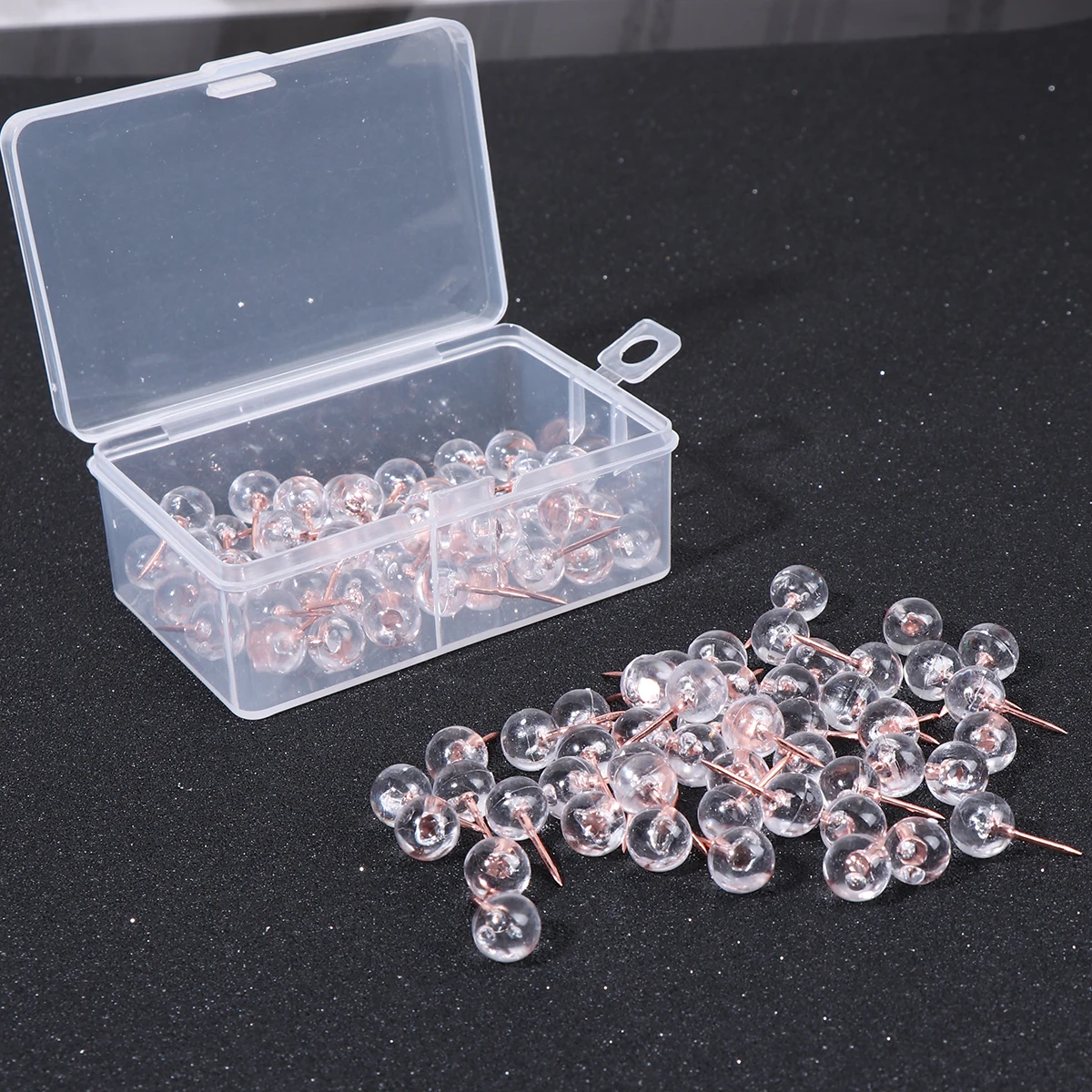 

100pcs Transparent Pushpins For Map Map Push Pins Office Home Decorative Thumbtacks World Travel Maps Wall Nails Stainless Steel