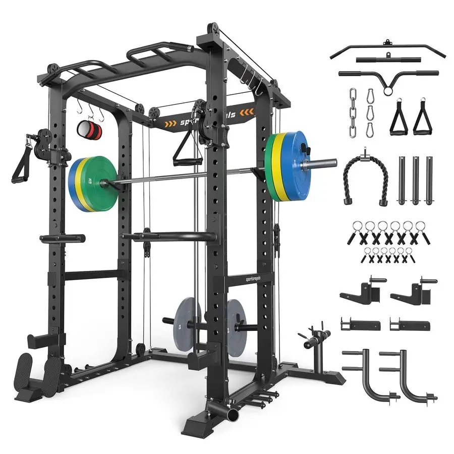

Squat Rack, LAT Power Cage, Power Rack MultiFunction with Pulley System and Training Attachments for Home Gym , TURBOLOADINGTEX