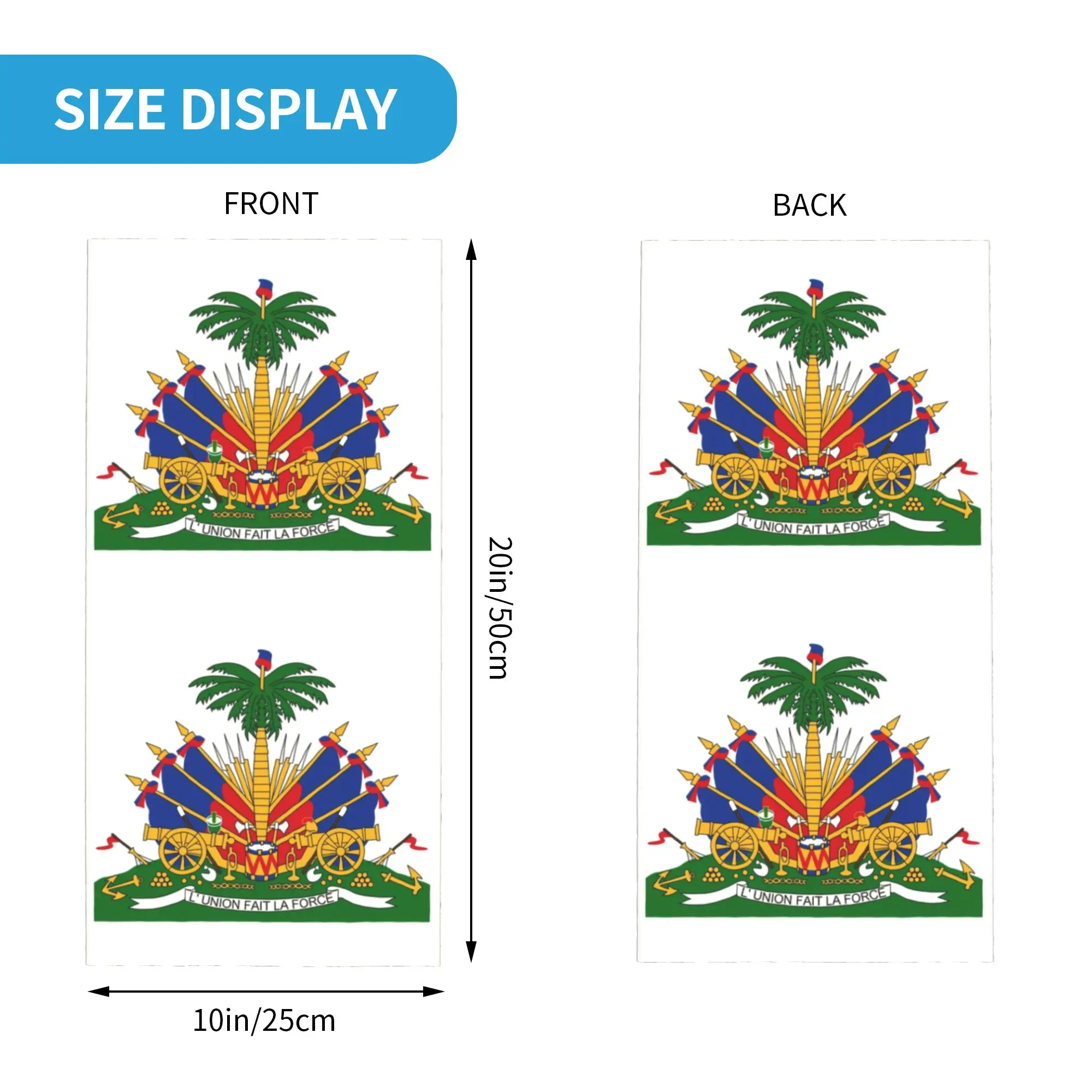 Custom Haiti Coat of Arms Neck Gaiter Women Men UV Face Shield Winter Haitian Proud Bandana Scarf for Hiking view 2