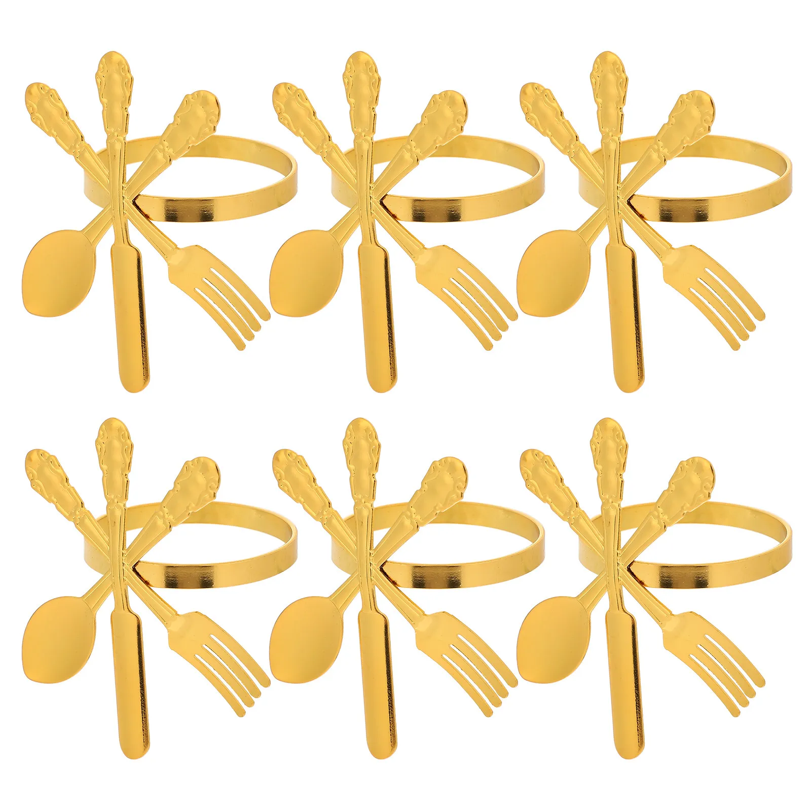 

6Pcs Metal Napkin Rings Stylish Modern Design Reusable Serviette Buckle Set for Family Gathering Restaurant Elegant Table
