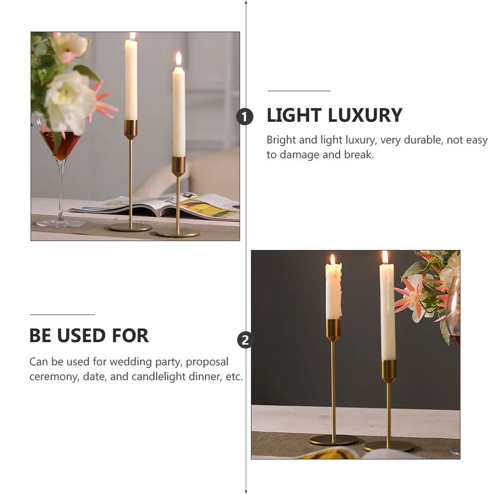 

2Pcs Golden Metal Candleholder European Style Simple Iron Art Decorative Cup Wedding Party Romantic Table Decor