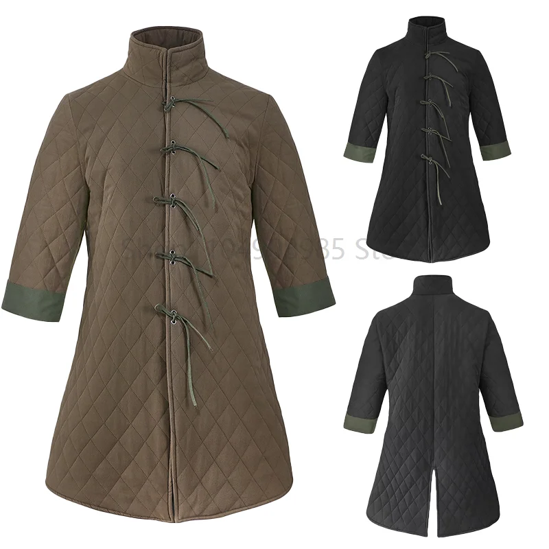 

Men Costume Cotton Coat Armor Jacket Coat Medieval Viking Halloween Outfit Warrior Knight Frock For Adult