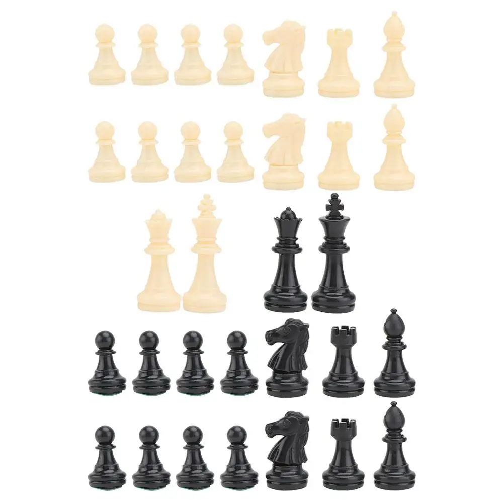 

32 Pieces Chess Set Unique Design Plastic Kids Adults Travel Size Replacement Game Supplies Unweighted Pawns Complete