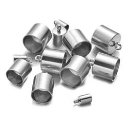 20Pcs Stainless Steel Silver Clasps Hooks Cords End Caps Cord Connector DIY Bracelet Necklace Jewelry Making Finding Accessories