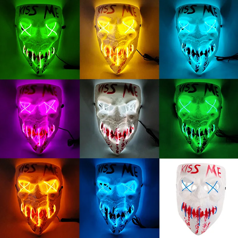 Máscara de fiesta de carnaval Máscara luminosa de fiesta - Bola de mascarada Accesorios de terror LED Accesorios de cosplay de terror de Halloween Máscara de fiesta con luz LED